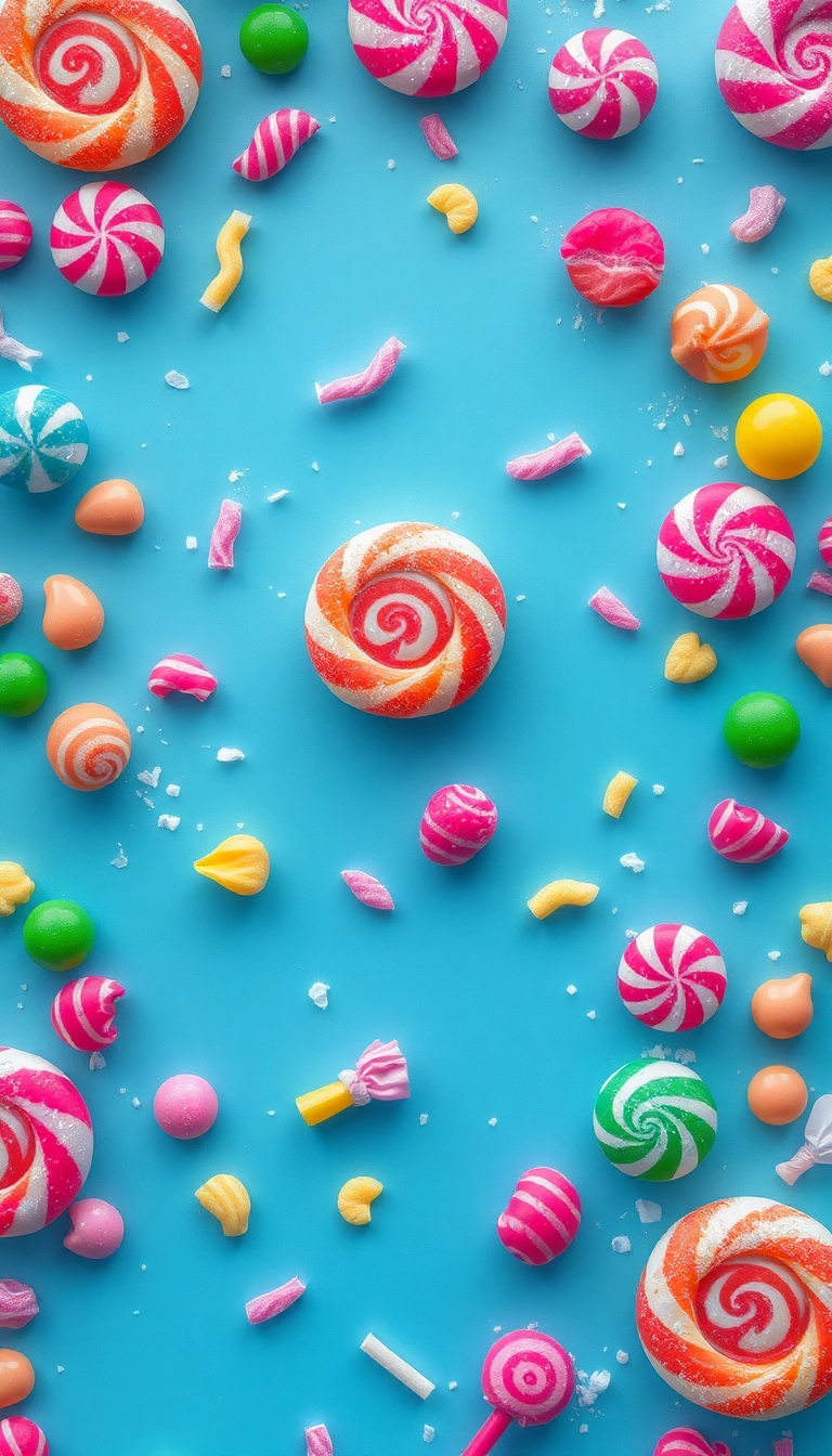 iPhone Artistic AI Mixed Candies Close Up Sleek Wallpaper Royalty-Free Stock Image